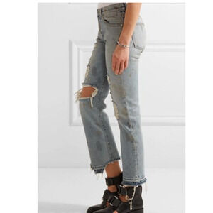 R13 Bowie Distressed Straight Leg Jeans Made Italy Denim Rutland Wash Capsule